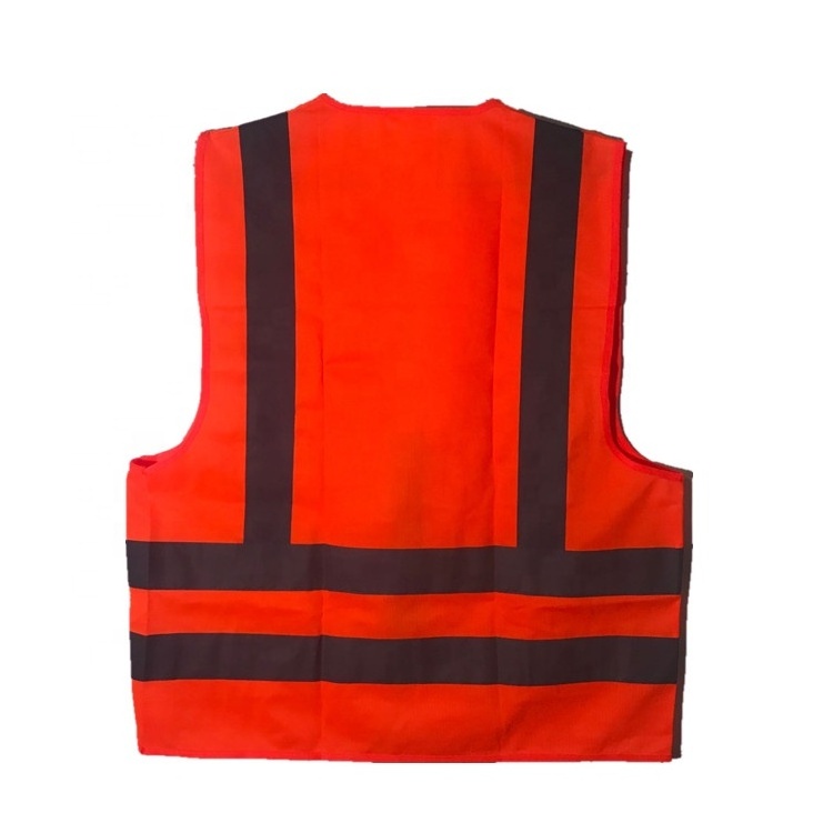 Fabric Reflective Jacket Security Guard Traffic Reflective Vest with Pockets