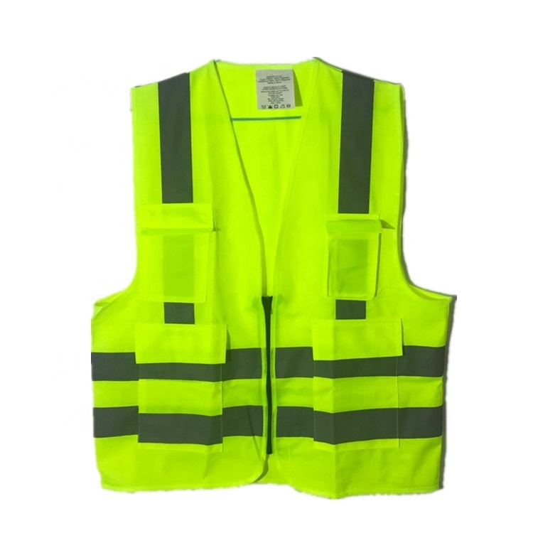 Fabric Reflective Jacket Security Guard Traffic Reflective Vest with Pockets