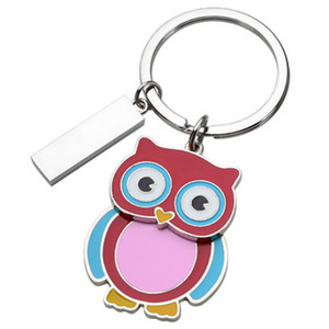 Factory Price Silver Plated Zinc Alloy Printing Soft Enamel Owl Shape Metal Key Holder