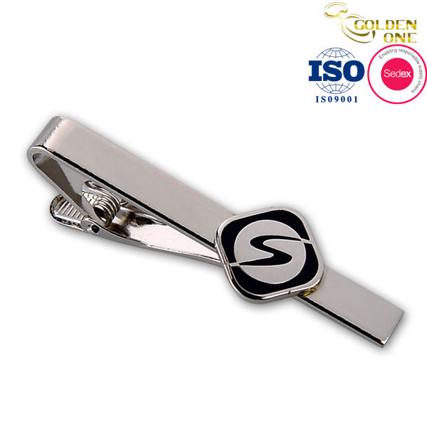 High Quality Silver 2D Raised Metal 55mm Matte Colors Soft Enamel Custom Brass Blank Tie Bar Clip Design Tie Clip for gift