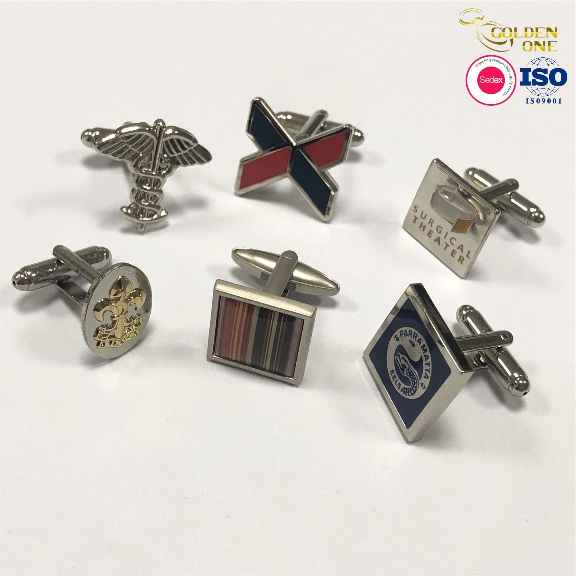 Manufacturer Silver Plated Cuff Link Company Jewelry Backs Fabrication Cufflink Parts Custom Logo Soft Enamel Cufflinks