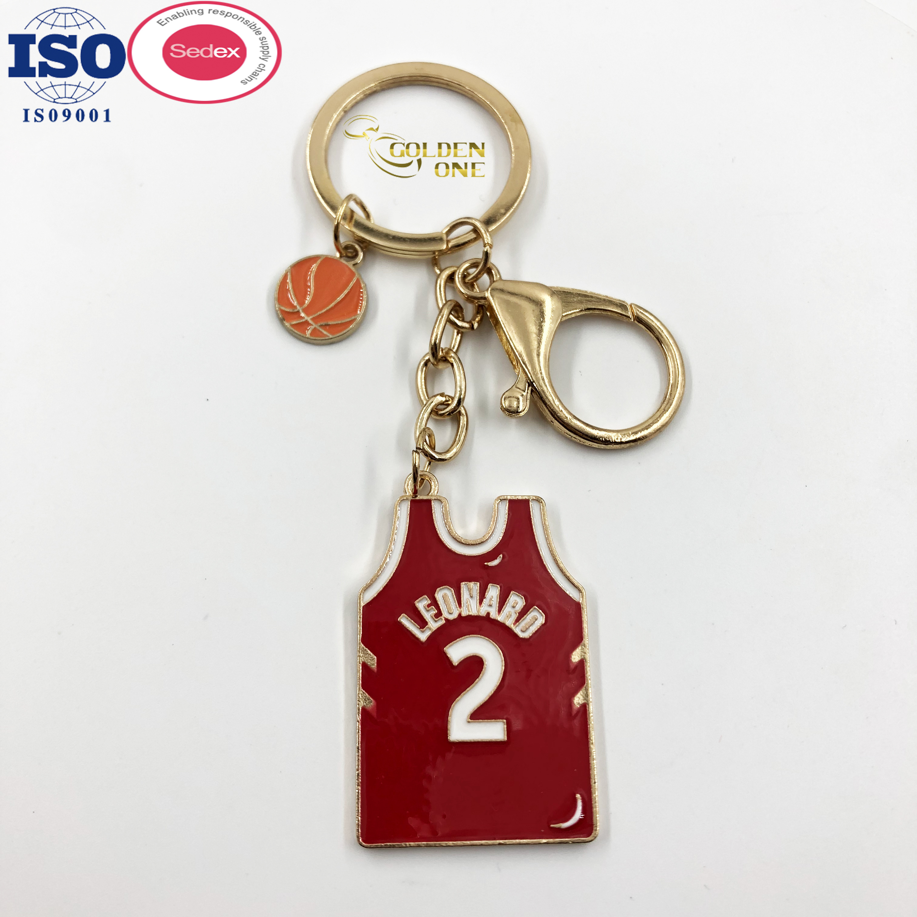 High Quality Custom Sports Physical Promotion Gift Metal Basketball Game Number 24 Basketball Star Jersey Vest Shape Keychain