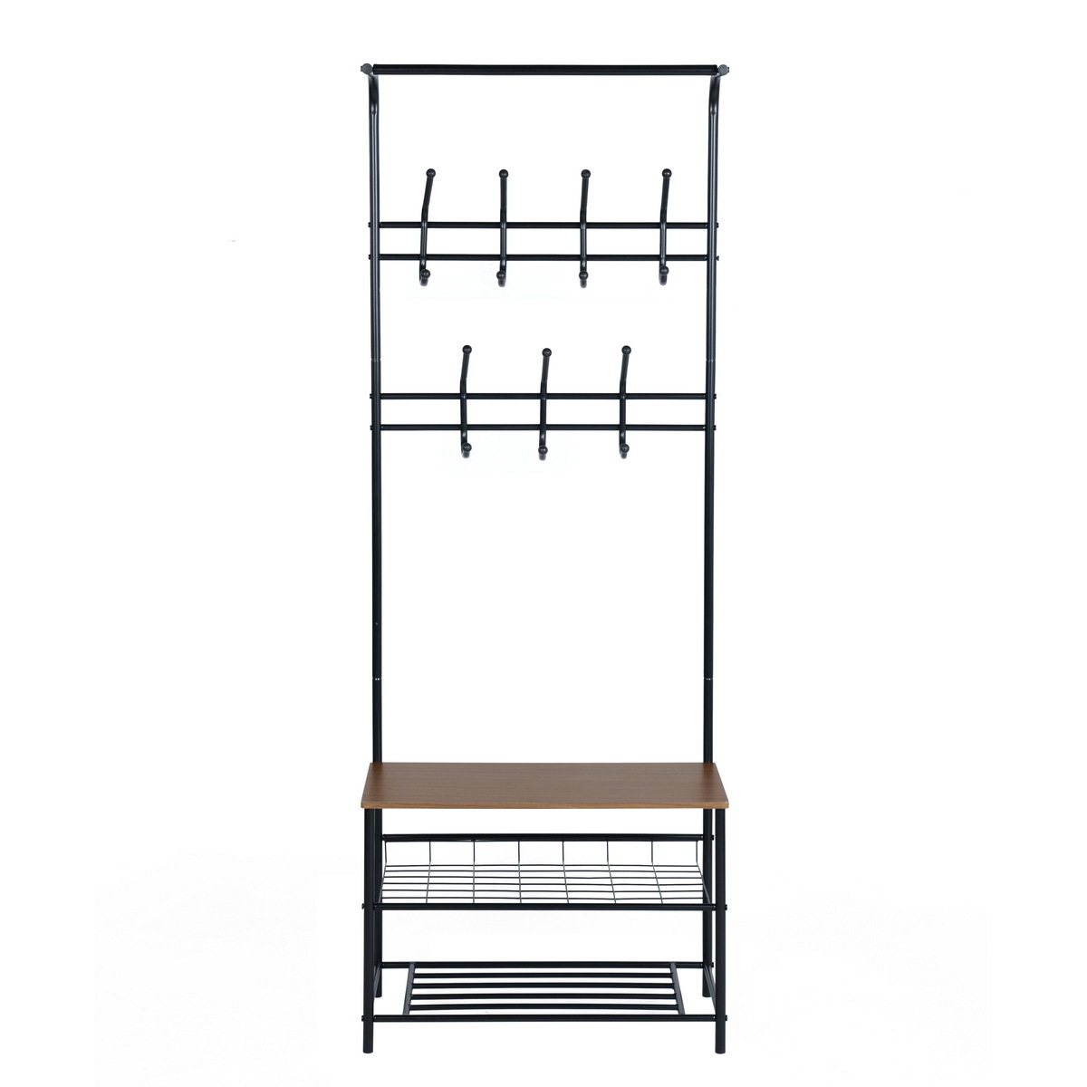 New Design Custom Shoe Rack Metal Unit Stand Shoe Shelf Wooden Racks Shoe with Coat Hanger Clothing Rack