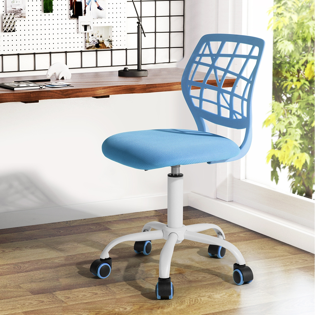 Armless Mesh Ergonomic Desk Chair Swivel Task Mid Back Children Chair Home office Small Spaces Computer Ergonomic Kid's Chair