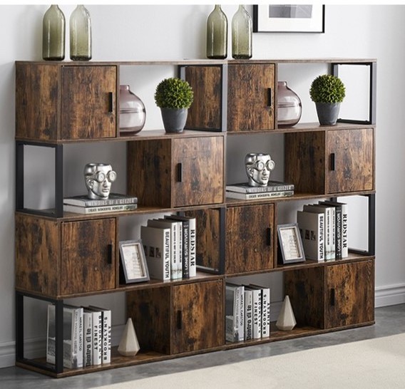 Living Room Home Office Kitchen Rustic Book Shelves 5 Shelf for Storage Cabinet 5 Tier Narrow Bookshelf  Bookcases