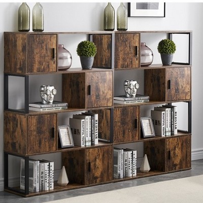 Living Room Home Office Kitchen Rustic Book Shelves 5 Shelf for Storage Cabinet 5 Tier Narrow Bookshelf  Bookcases