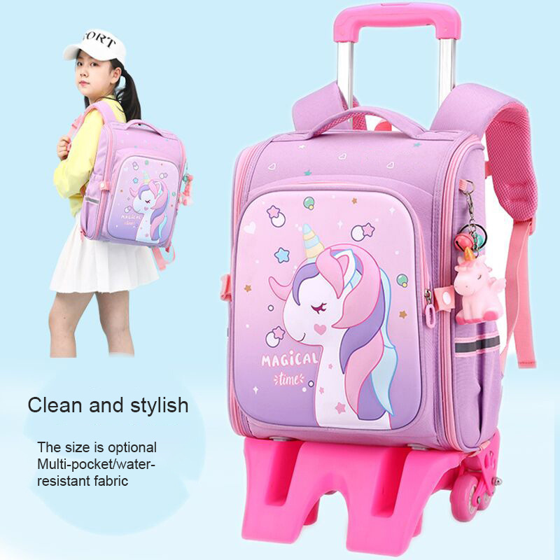 2024 New Large Capacity Home Storage Trolley Wheel Convenient Design One Shoulder school Backpack For Children Outdoor Travel