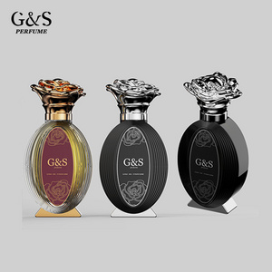 New Design Private Arabia Perfume bottle with zamac flower cap Custom glass perfume 100ml Luxury Cute Perfume Bottle