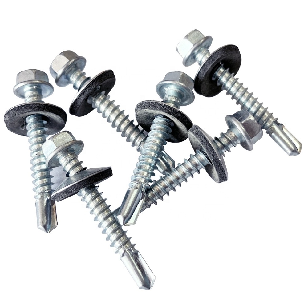 Galvanised Metal Hexagon Head Tek Wood Stainless Steel Hex Self Drilling tapping Screw With epdm Washers Roofing Screw