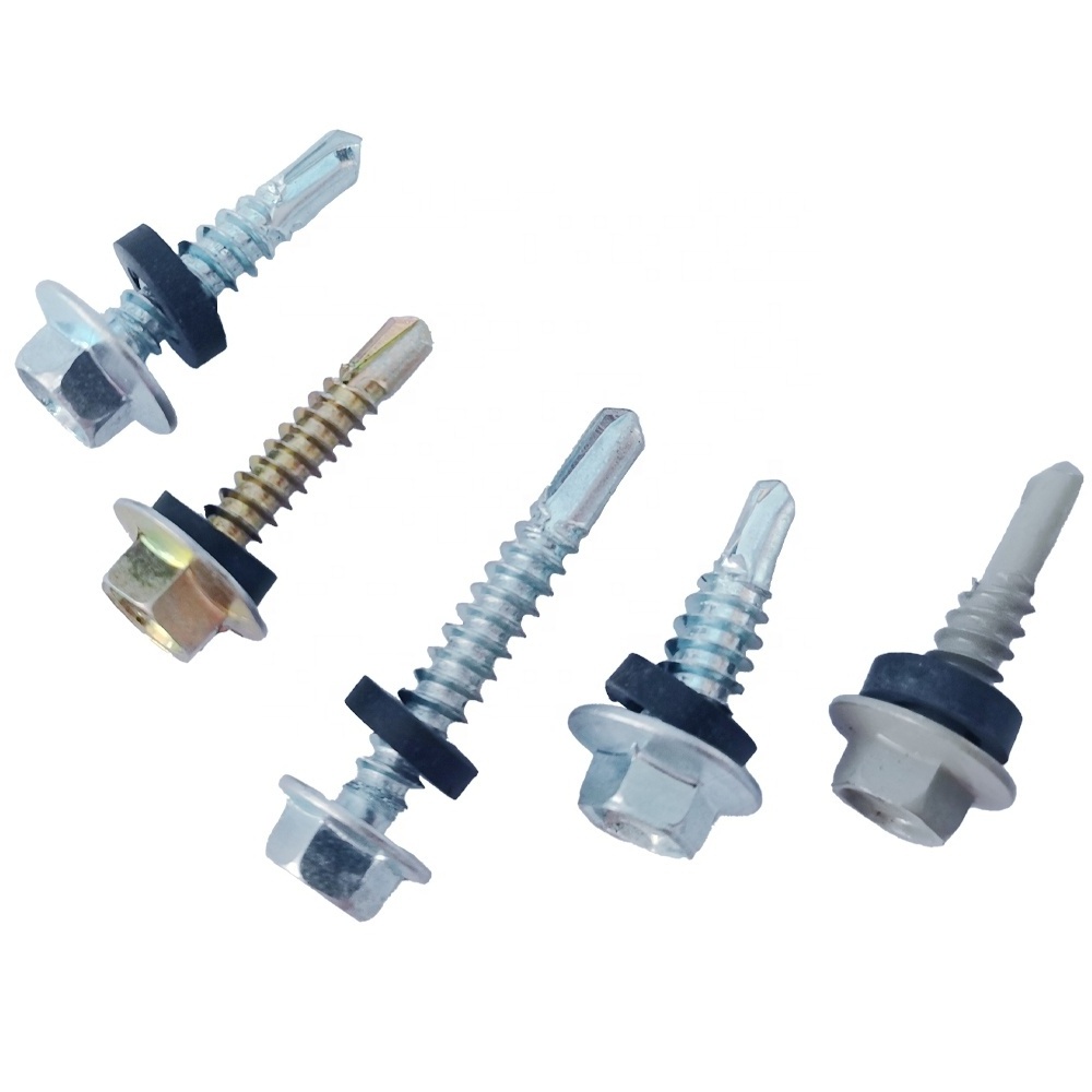 Galvanised Metal Hexagon Head Tek Wood Stainless Steel Hex Self Drilling tapping Screw With epdm Washers Roofing Screw