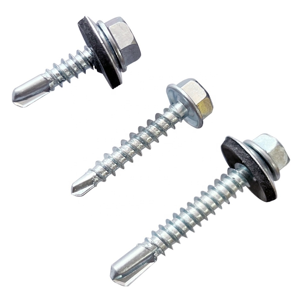 Galvanised Metal Hexagon Head Tek Wood Stainless Steel Hex Self Drilling tapping Screw With epdm Washers Roofing Screw