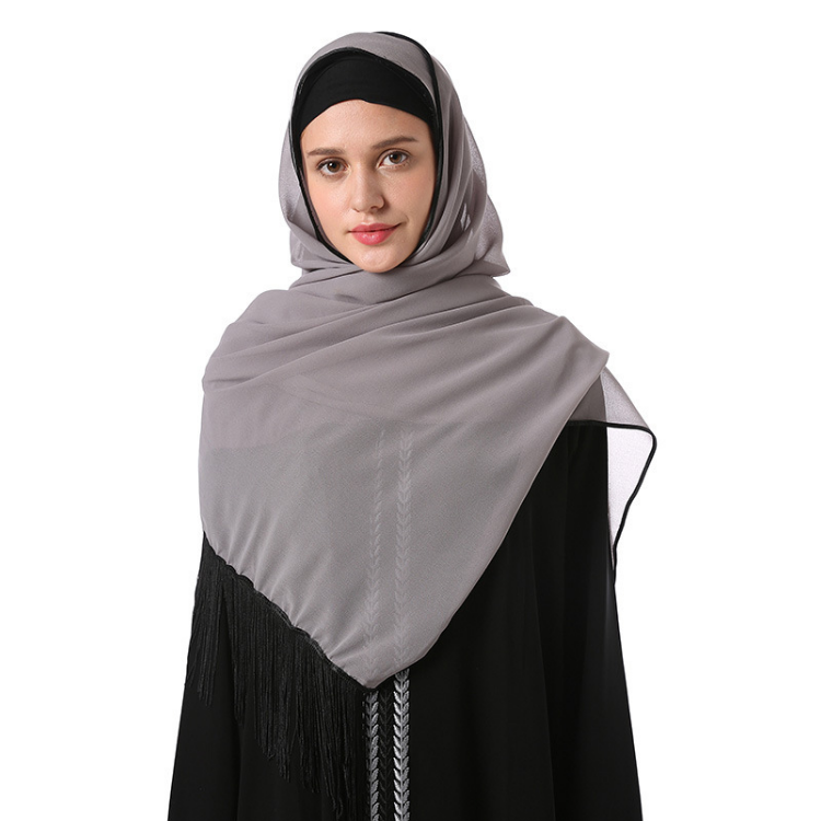 supplier wholesale custom ladies stylish muslim head foulard scarf chiffon tassel other hijab ethnic scarves & shawls for women