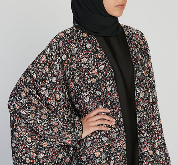 islamic clothing qatar saudi arabia abaya burqa design Black Floral wholesale abayas for women muslim