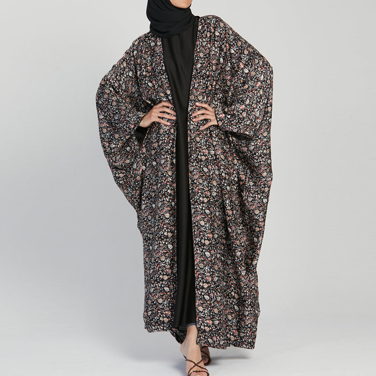 islamic clothing qatar saudi arabia abaya burqa design Black Floral wholesale abayas for women muslim