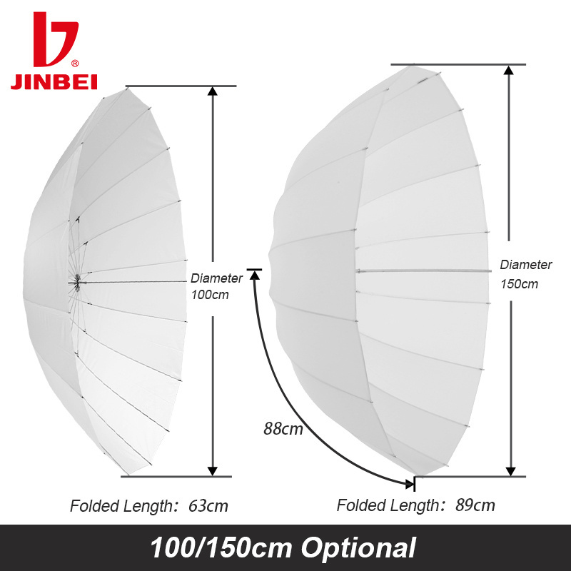 JINBEI 150cm White Photo Translucent Soft Photography Light Diffuser Umbrella for Studio Flash Strobe Lighting