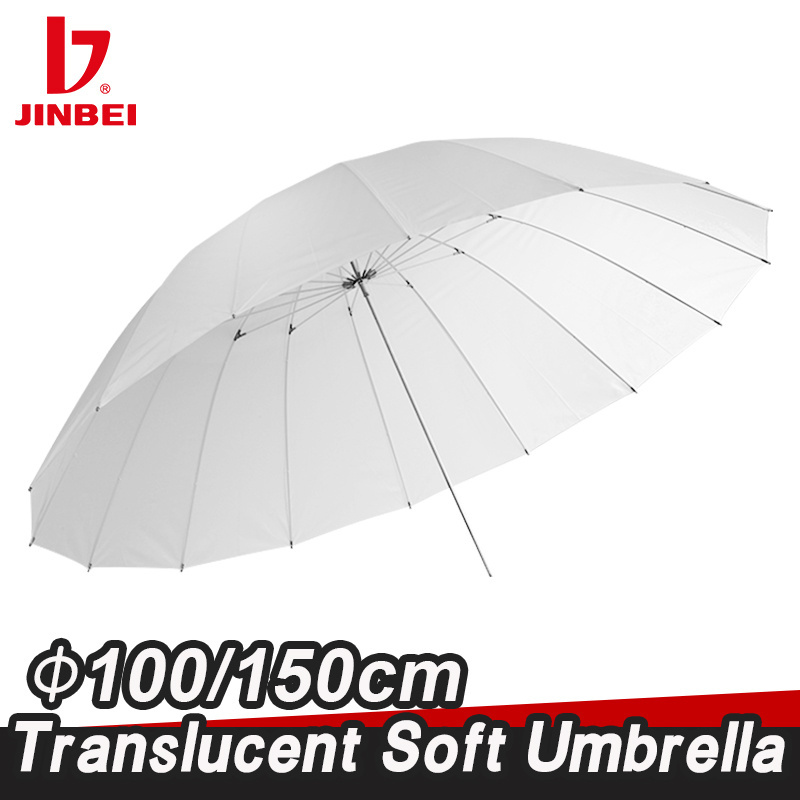 JINBEI 150cm White Photo Translucent Soft Photography Light Diffuser Umbrella for Studio Flash Strobe Lighting