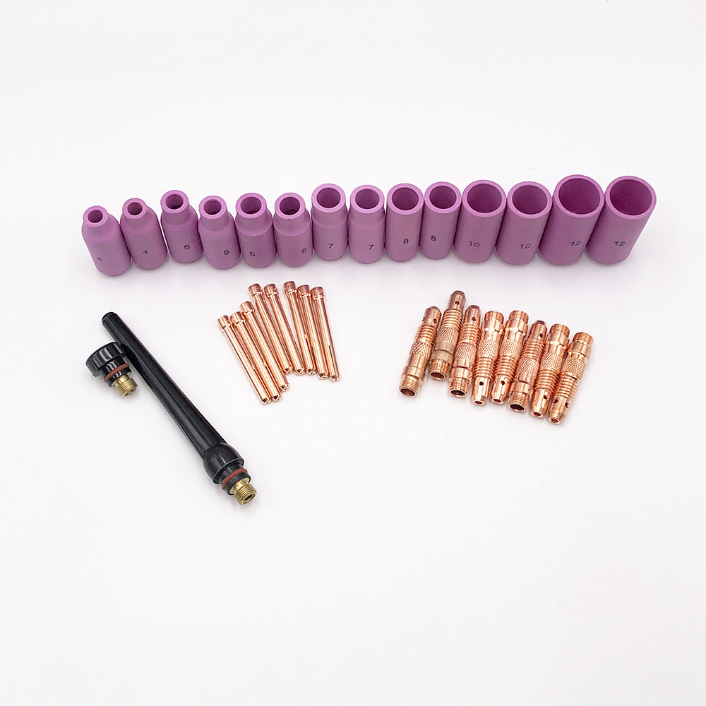 32pcs Tig Welding Torch Accessories WP 17 18 26 Master Kit Consumables Ceramic Nozzle  Collet Body  Collet And Backcap