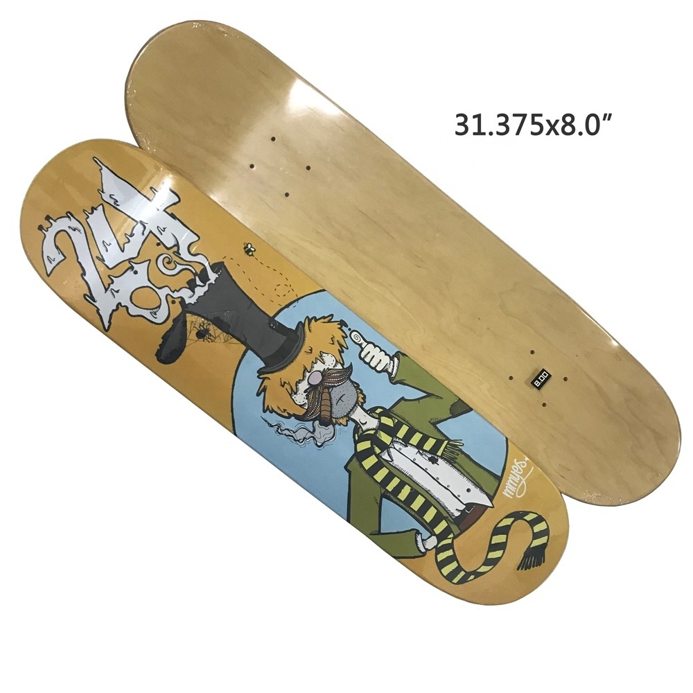 7 ply Canadian Maple Wood Cold Pressed Printing Skateboard Deck