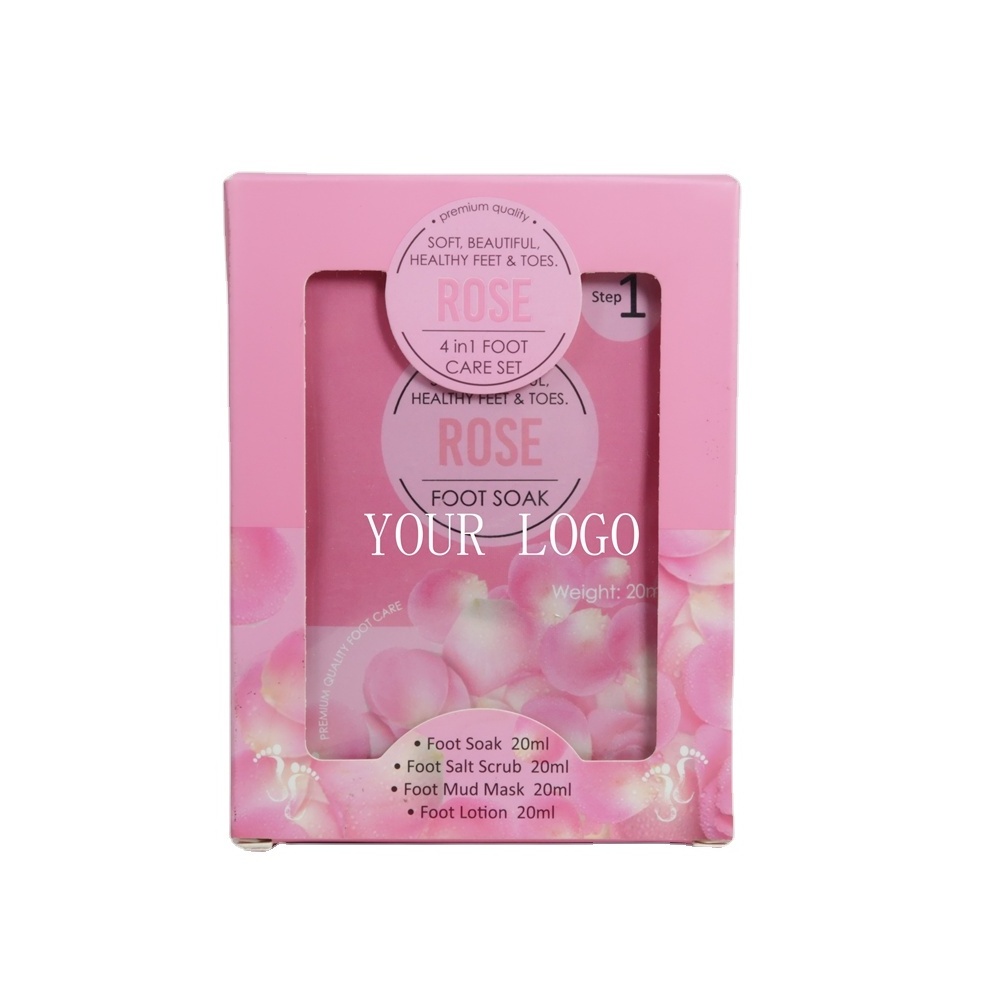 SMALL MOQ TO CUSTOM LOGO PRIVATE LABEL 4 STEPS FOOT CARE SET PEDICURE KIT CRYSTAL JELLY SPA RELAX FOOT SKIN CARE