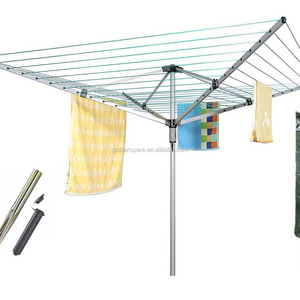 Outdoor Garden 4 Arm 50M Rotary Airer Washing Line Clothes Dryer Metal socket