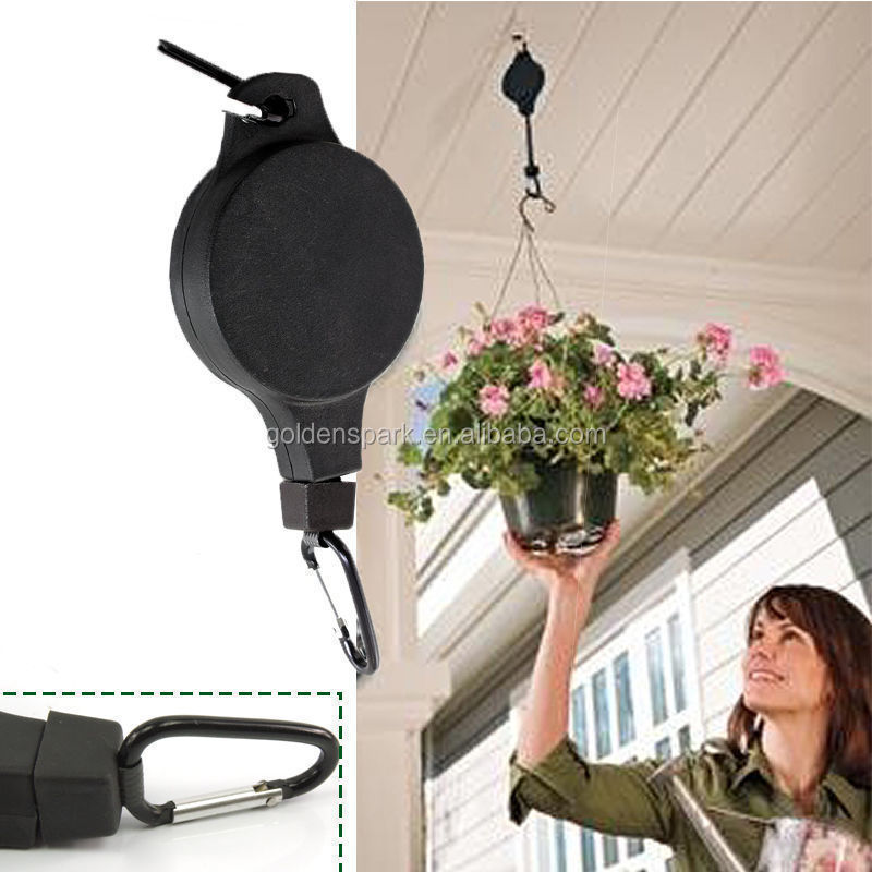 Retractable Hanging Basket Pulley Flower Plant Pots Pull Down Hanger Garden Tool