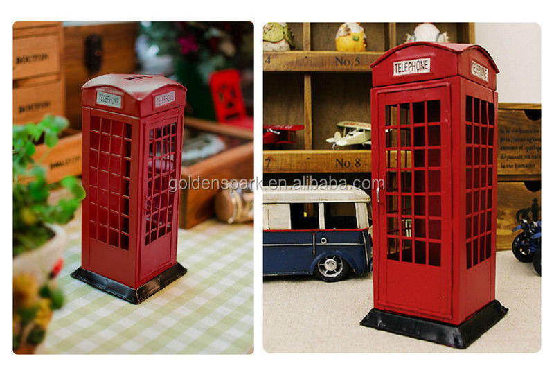 Red telephone booth saving bank,telephone box coin bank,telephone box piggy bank