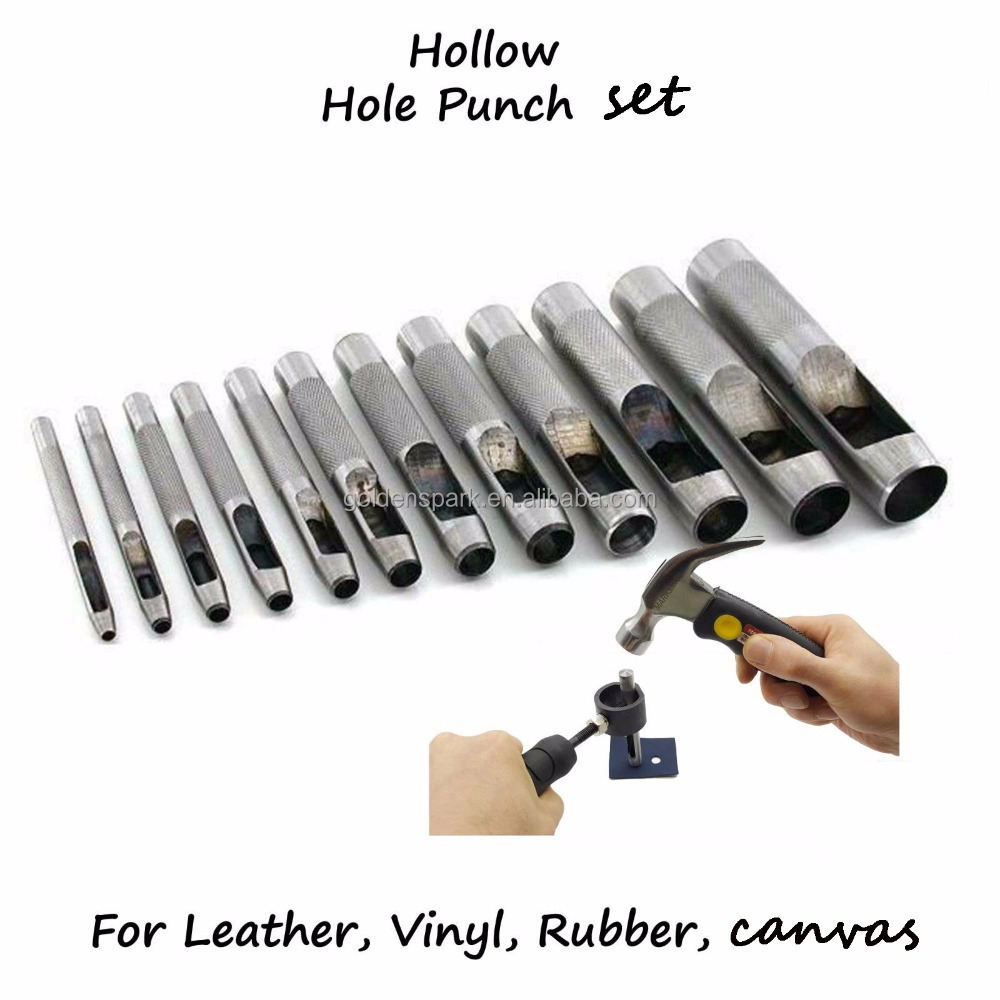 12PCS Precision Hollow Punch Set For Leather Plastic Gasket Hole Cutter