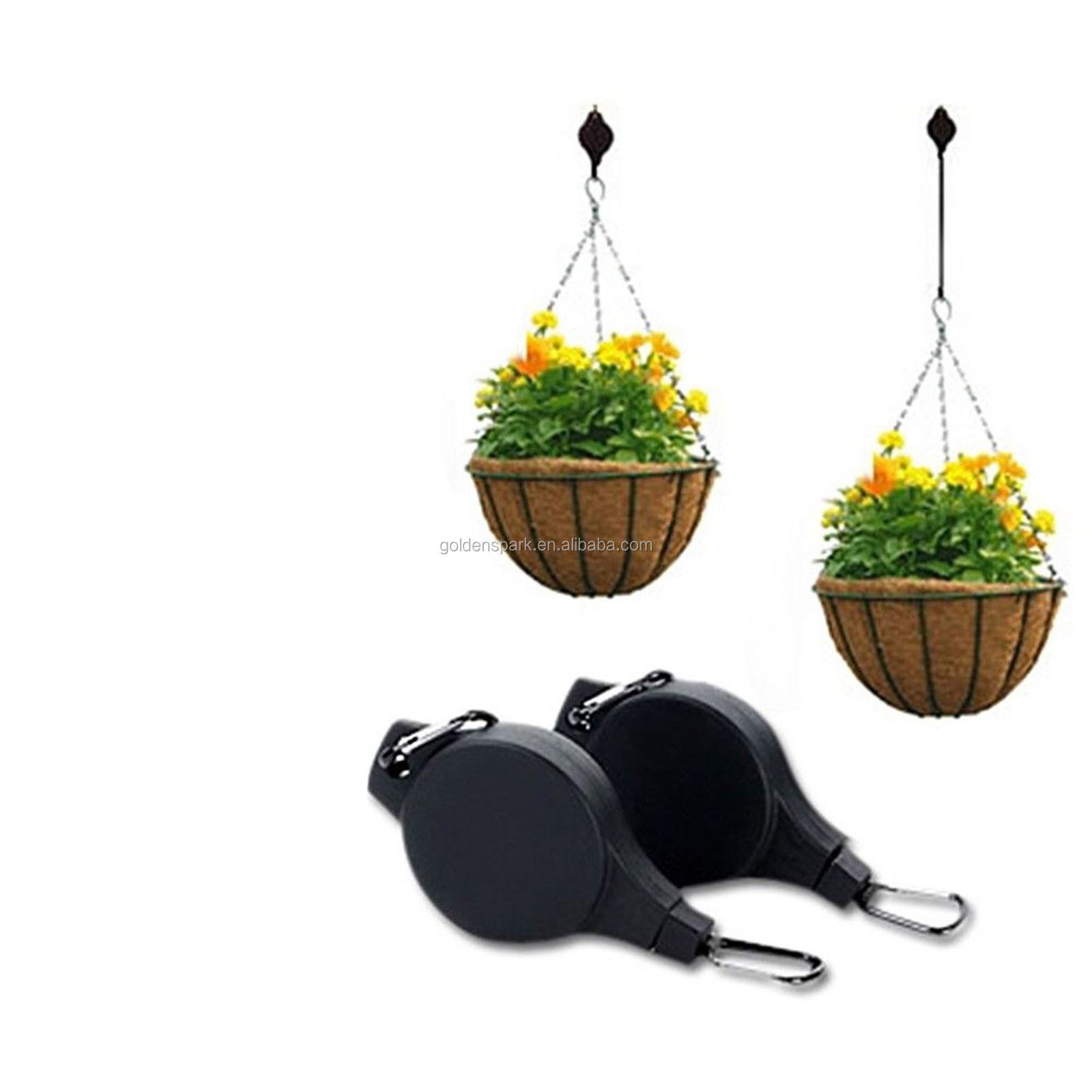 Retractable Hanging Basket Pulley Flower Plant Pots Pull Down Hanger Garden Tool