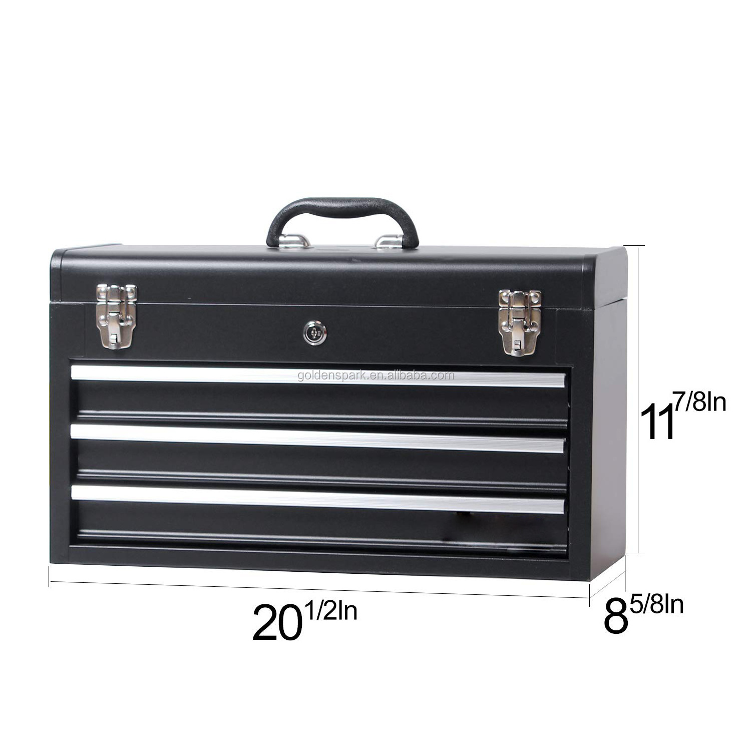 Portable Steel Tool Box with Drawers, 3-Drawer Box Storage Organizer Cabinet Metal Toolbox