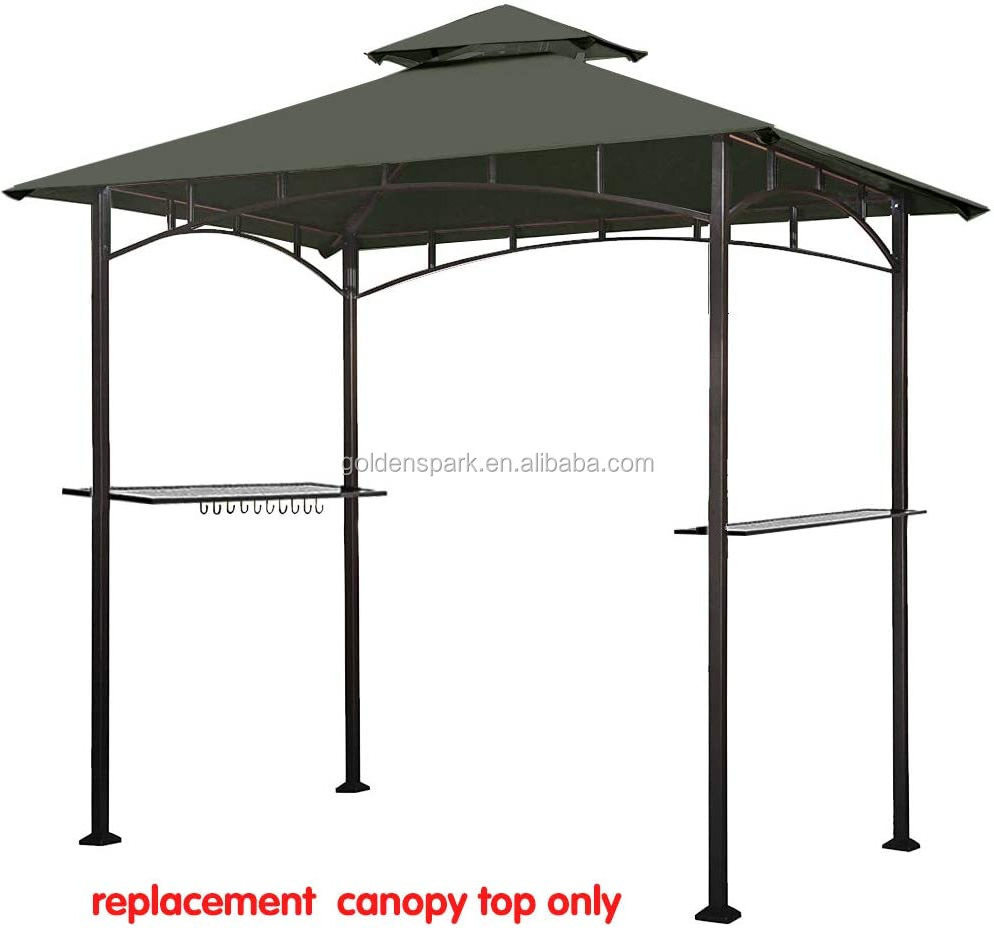 5FT x 8FT Double Tiered Replacement Canopy Grill BBQ Gazebo Roof Top Gazebo Replacement Canopy Roof (Grey)