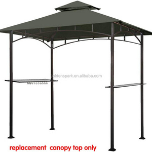 5FT x 8FT Double Tiered Replacement Canopy Grill BBQ Gazebo Roof Top Gazebo Replacement Canopy Roof (Grey)