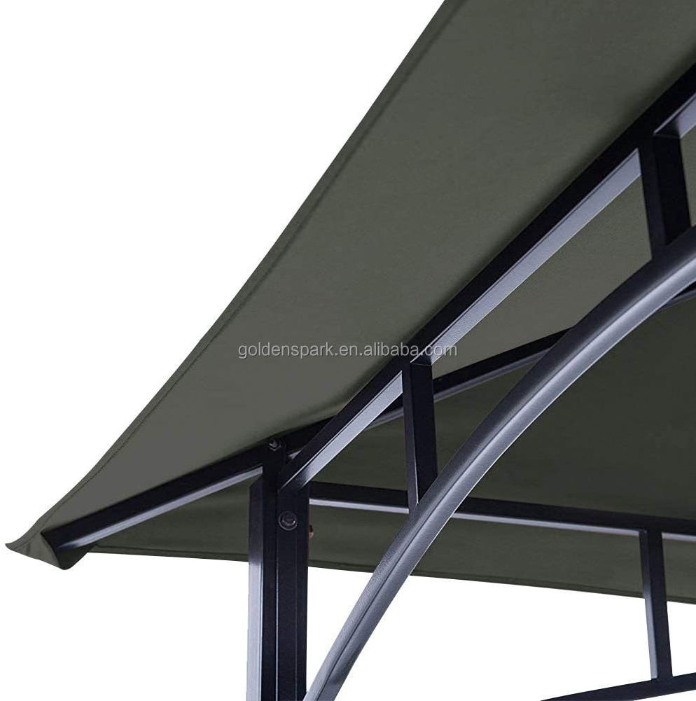 5FT x 8FT Double Tiered Replacement Canopy Grill BBQ Gazebo Roof Top Gazebo Replacement Canopy Roof (Grey)