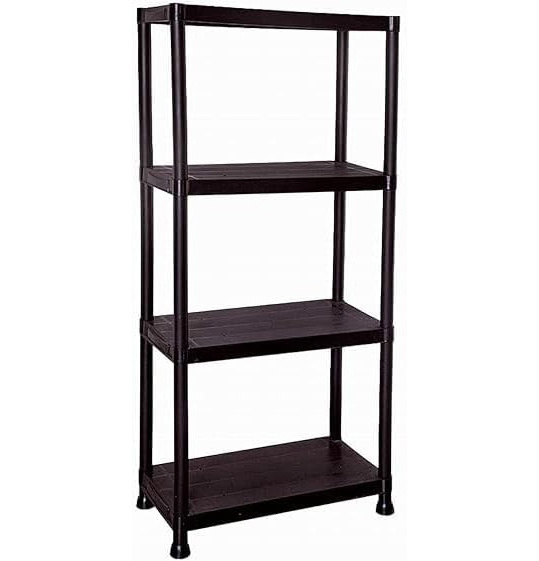 4 Tier Heavy Duty Black Plastic Garage Storage Shelving 60cm Wide Shelves Shed Shelf Unit Home Office Pantry Workshop Racking