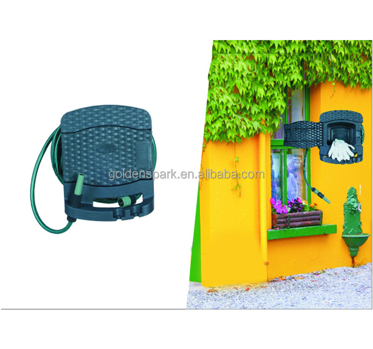 Garden Water Hose Reel Hanger With Storage