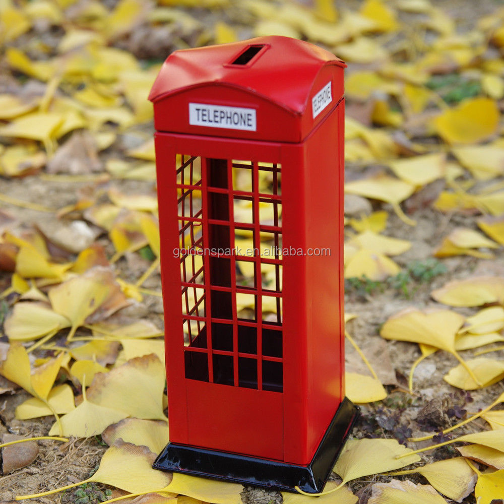 Red telephone booth saving bank,telephone box coin bank,telephone box piggy bank