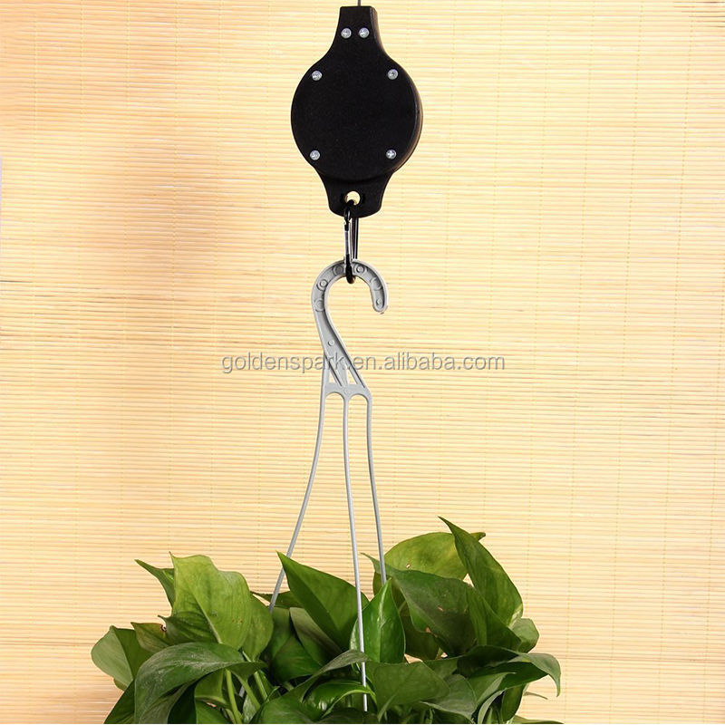 Retractable Hanging Basket Pulley Flower Plant Pots Pull Down Hanger Garden Tool