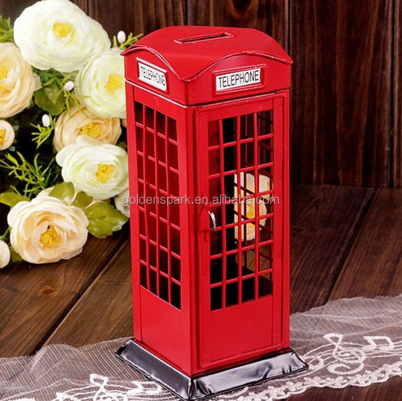 Red telephone booth saving bank,telephone box coin bank,telephone box piggy bank