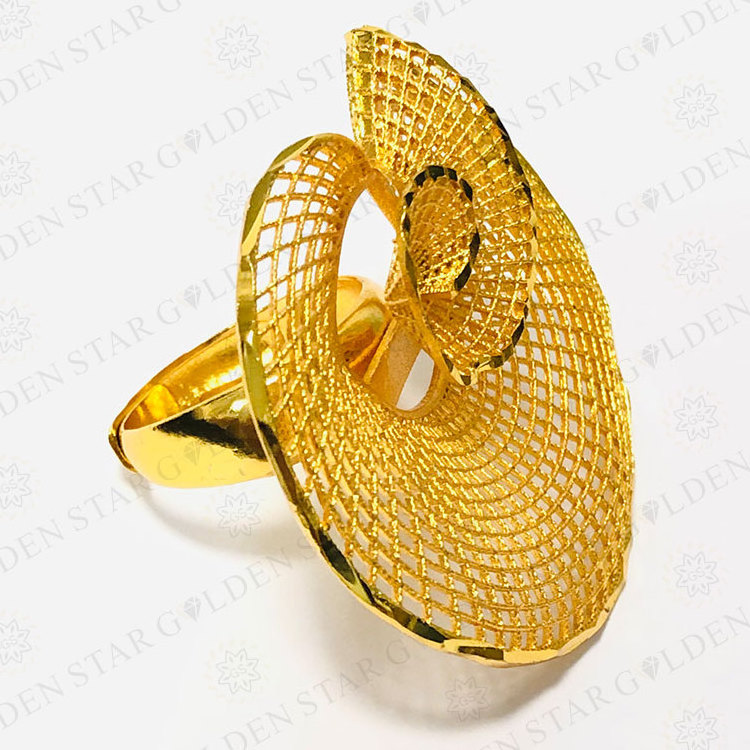 Golden Star Jewelry Customize Dubai Gold Ring Women jewelry gold plated Copper Ring