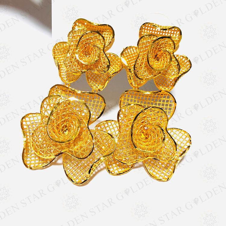 Golden Star Jewelry Original Design Yellow Golden Brass Big Style Gold Plated Earrings Women