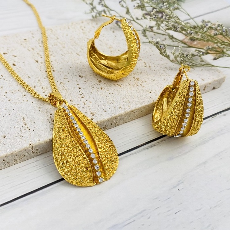 Golden Star Jewelry RTS Necklace Set Gold Plated Parure Bijoux For Women