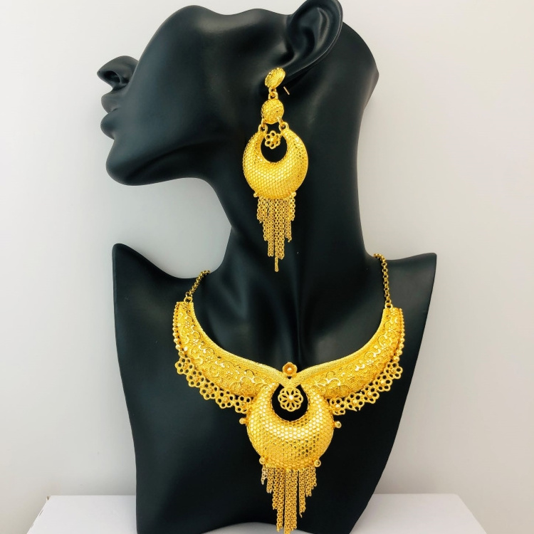 Golden Star Jewelry custom Luxury women set gold african jewelry with earrings