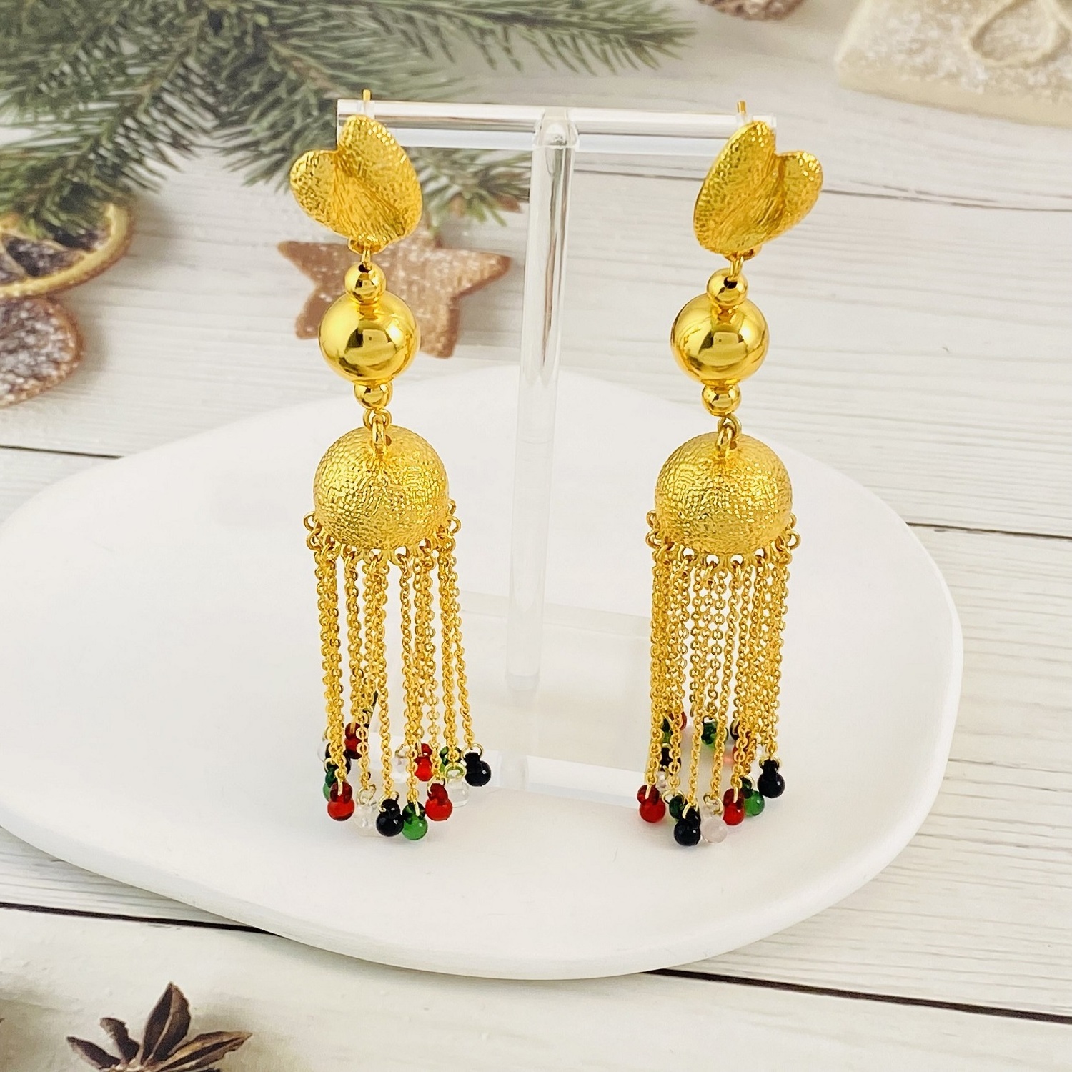 Golden Star Jewelry Fashion Design Golden Copper Plated Beautiful Gold Earrings For Woman