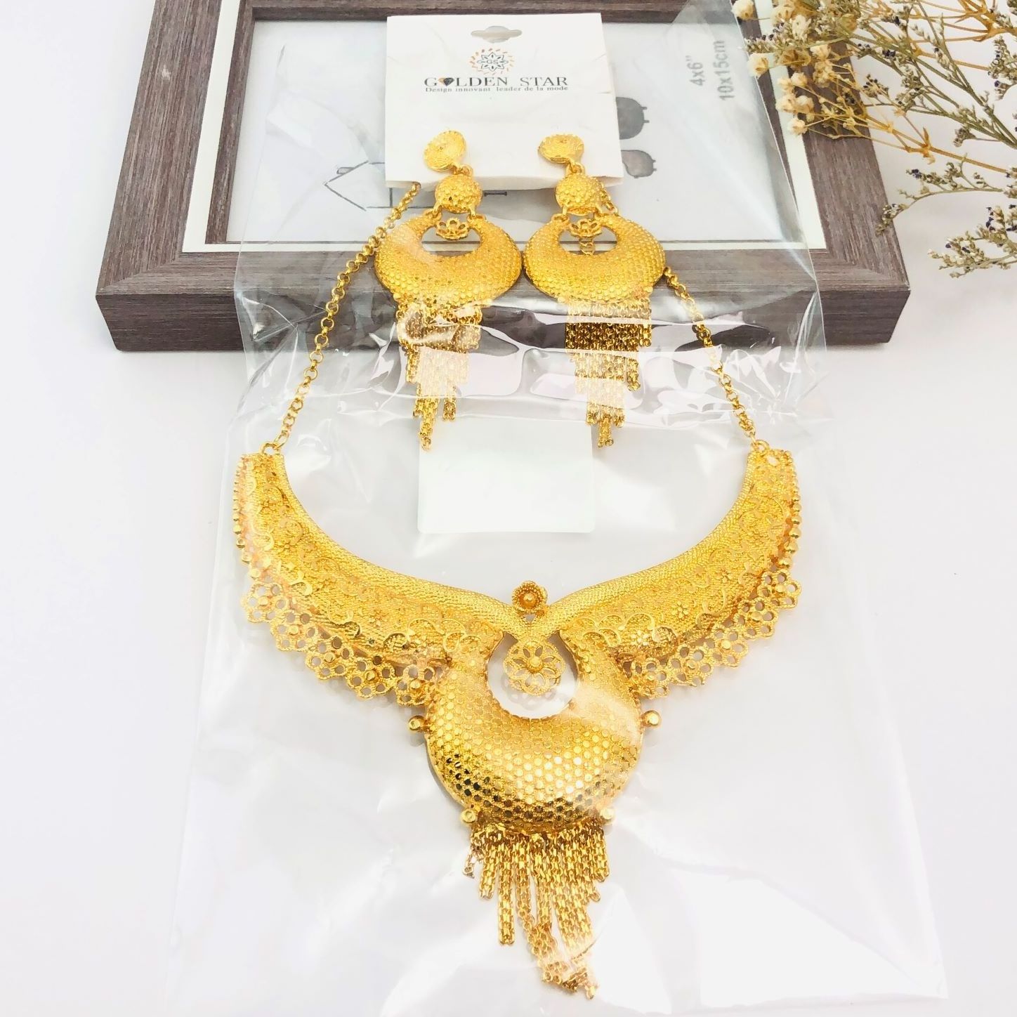 Golden Star Jewelry custom Luxury women set gold african jewelry with earrings