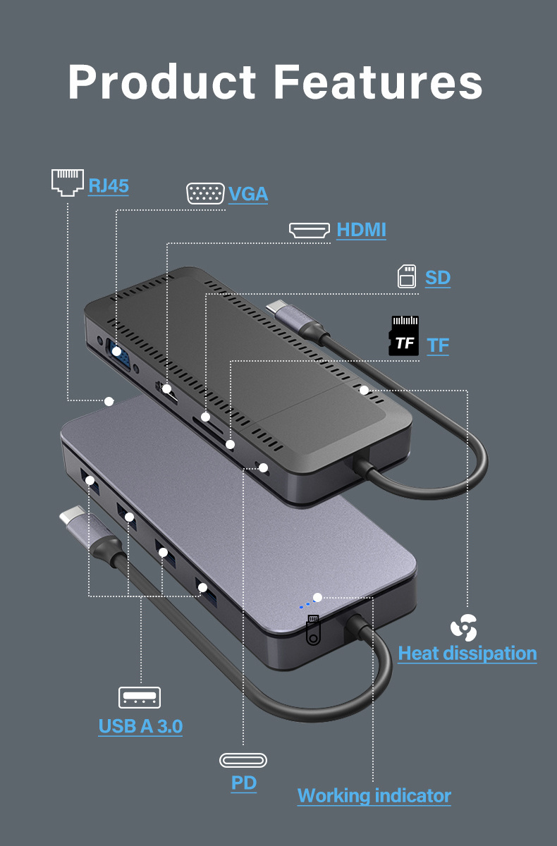 11 in 1 Mobile ssd docking station, M.2 NVME SSD case enclosure