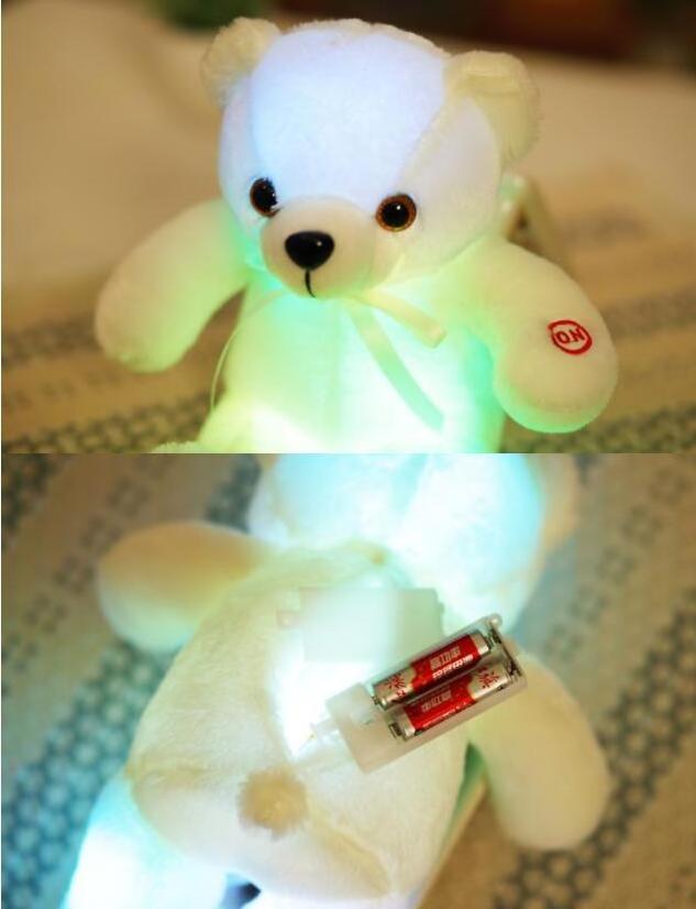 Hot Sell Creative Light Up LED Colorful Glowing 30CM Teddy Bear Stuffed Animal Plush Toy Christmas Gift