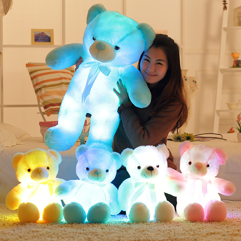 Hot Sell Creative Light Up LED Colorful Glowing 30CM Teddy Bear Stuffed Animal Plush Toy Christmas Gift