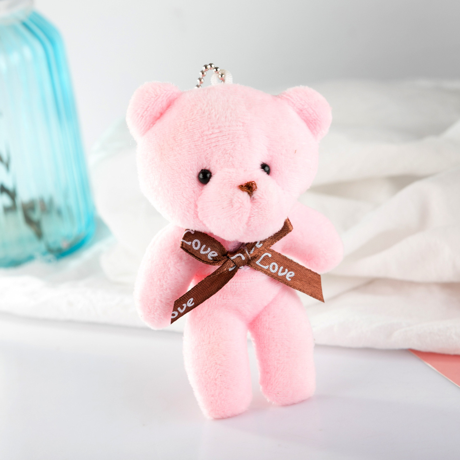 Various Colorful 10cm Keychain Wholesale Custom Kids Cartoon Stuffed Animal Soft Plush Mini Teddy Bear