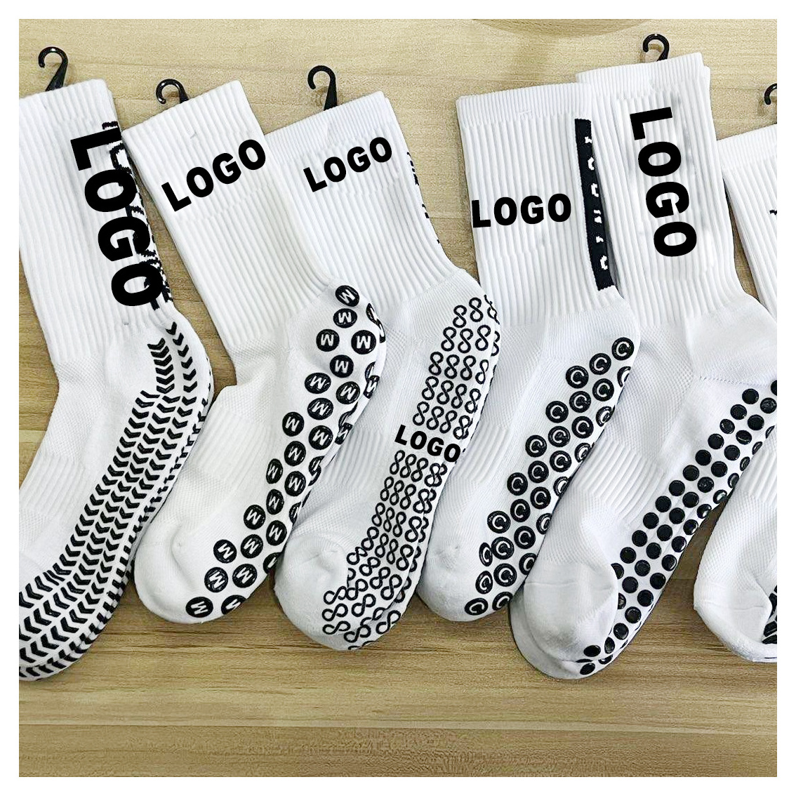 Custom Made Logo Anti Slip Socks for Kids Youth Men Non Slip Grip Sock Football Soccer Ankle Crew Long Athletic Sport Grip Socks