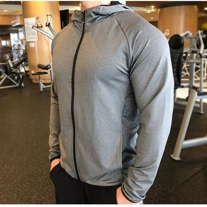 New Design Outdoor Zip up Running Jacket fitness men's quick drying slim Hoodies Jacket long sleeved hoodie training sportswear