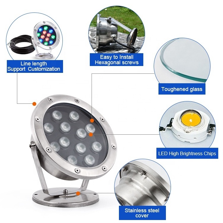 6W Ce Rohs Single Color Stainless Steel Ip68 Waterproof Mini Underwater Led Fountain Light